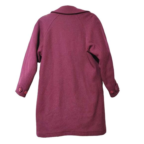 The Woolrich Woman Pure Wool Long Overcoat Jacket Button Purple Women Small - Picture 2 of 7